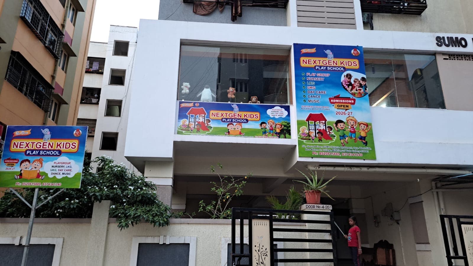 NextGen Kids Play School campus exterior at Sumo Heights Vishakapatnam